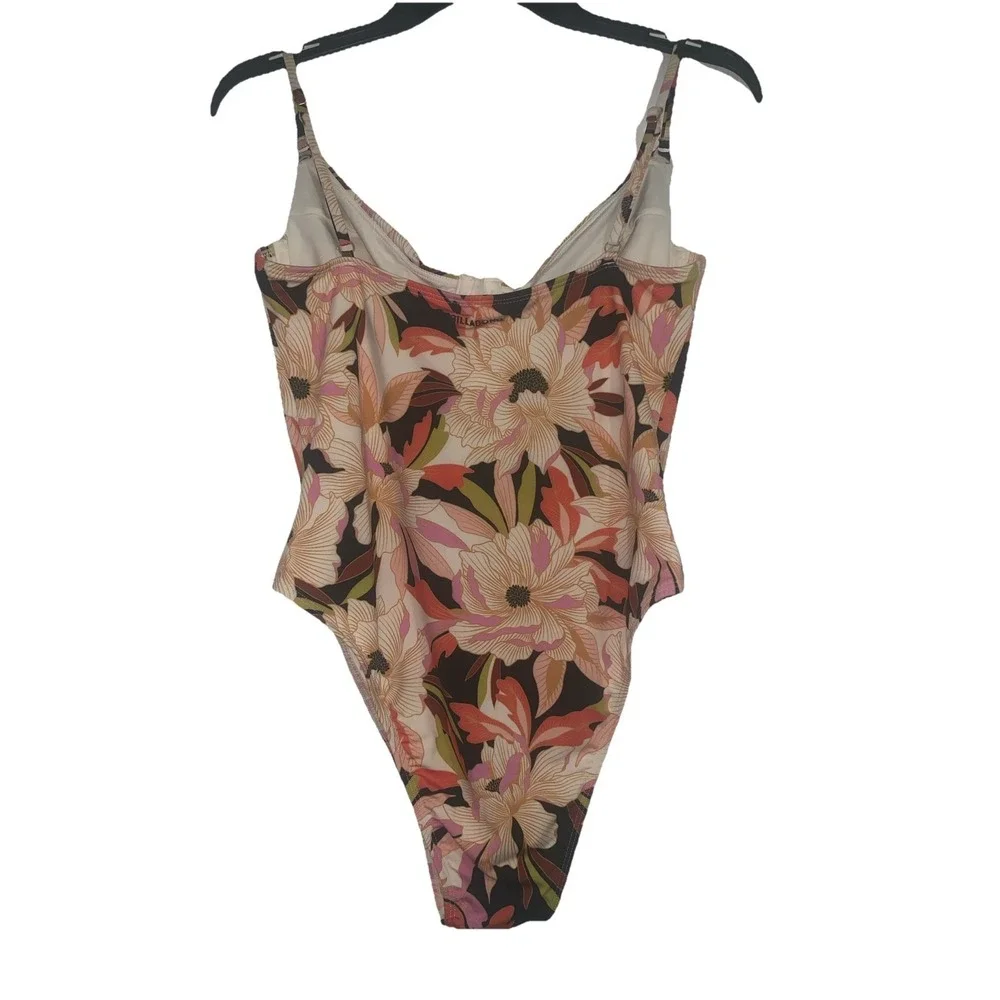 Billabong Women's XL / 14 Swimsuit High Rise Floral Underwire One Piece‎ NEW